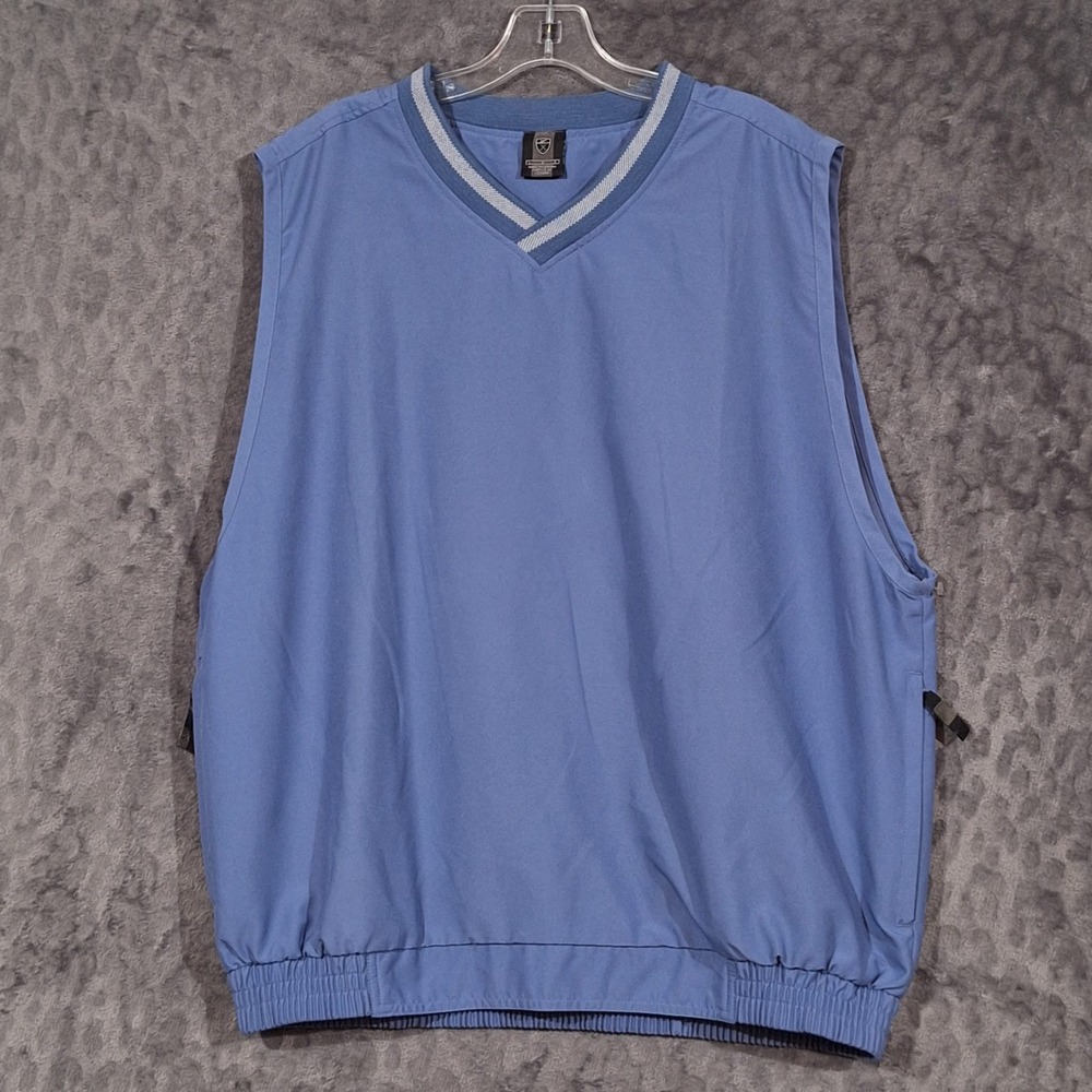 Nike Golf Mens Blue V-Neck Windbreaker Vest Pullover Large Sleeveless Jacket